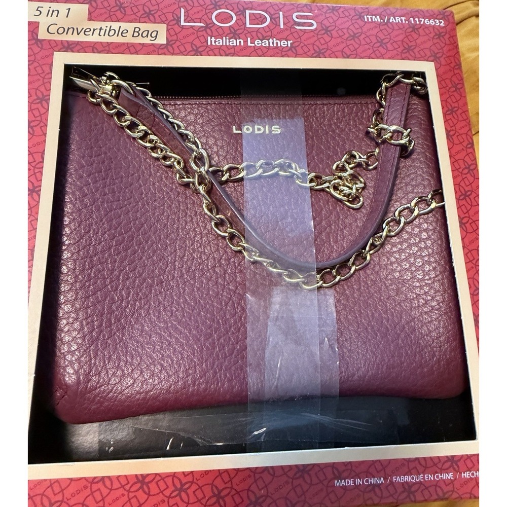 New Lodis 5 In 1 emily Convertible italian Leather Bag Oxblood maroon Italy